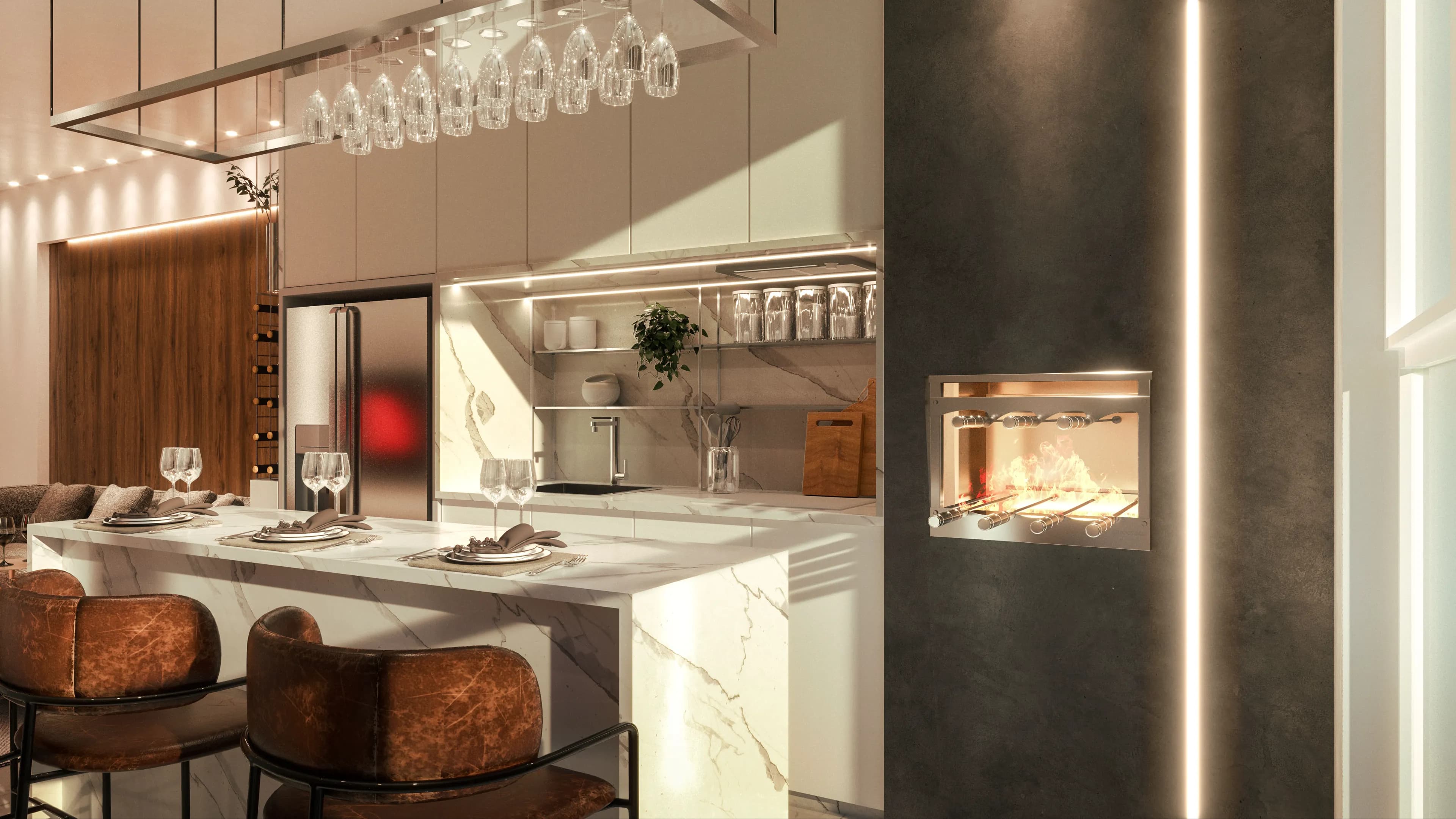 Living tipo - churrasqueira